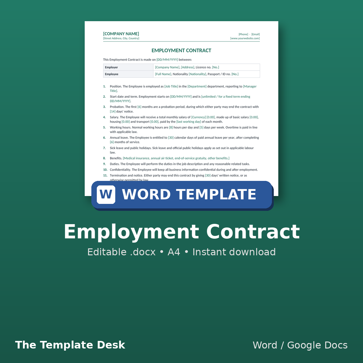 Employment Contract – cover