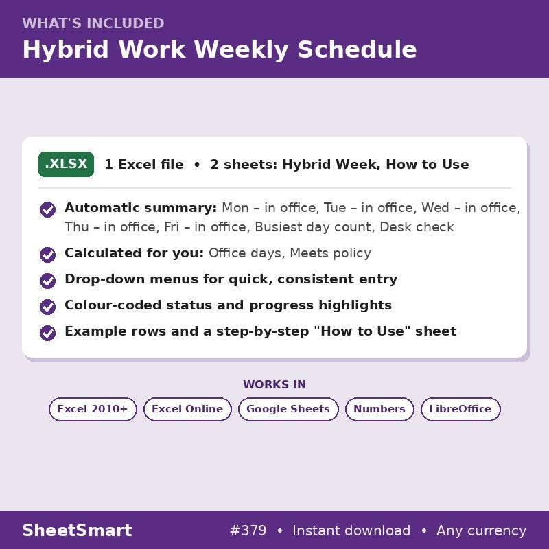 Hybrid Work Weekly Schedule – what's included