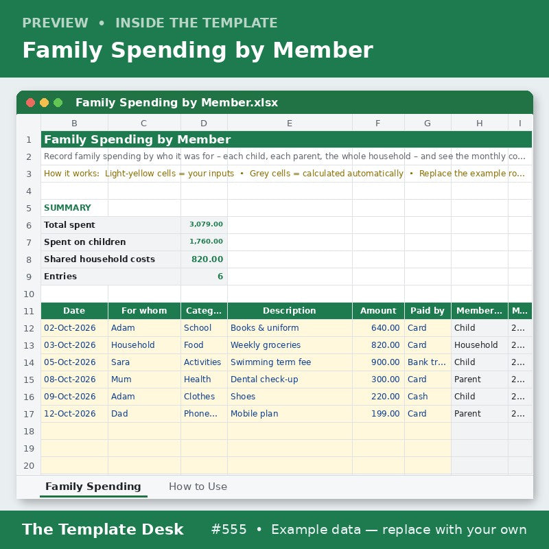 Family Spending by Member – preview