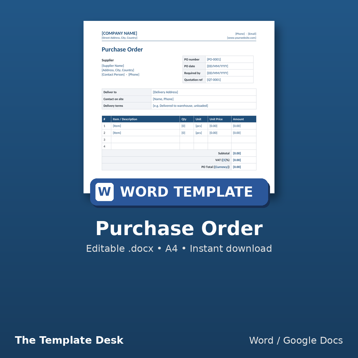 Purchase Order – cover