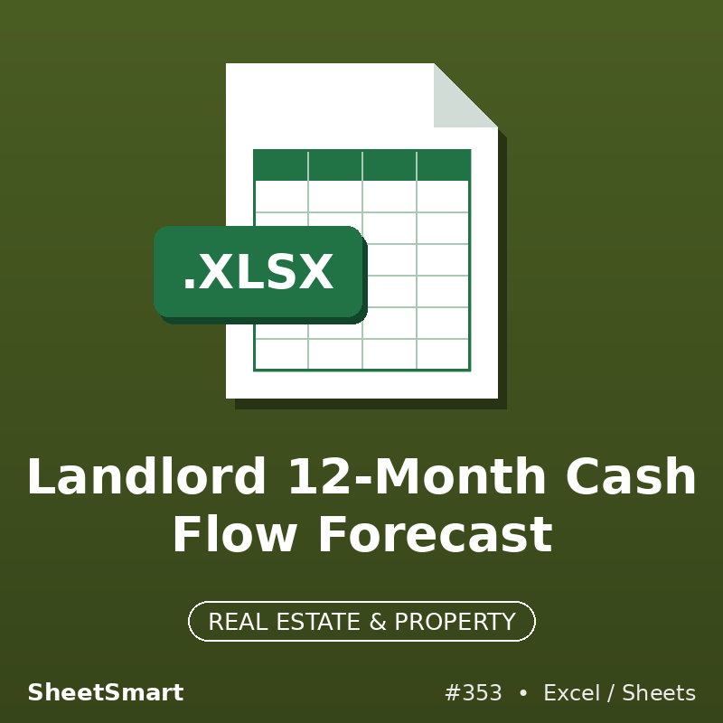 Landlord 12-Month Cash Flow Forecast – Excel template
