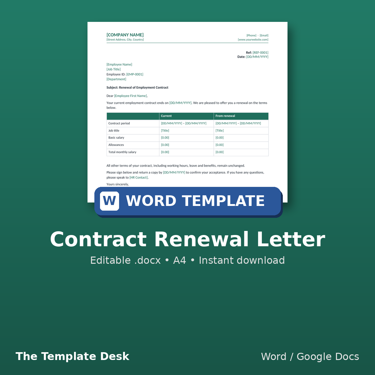 Contract Renewal Letter – cover