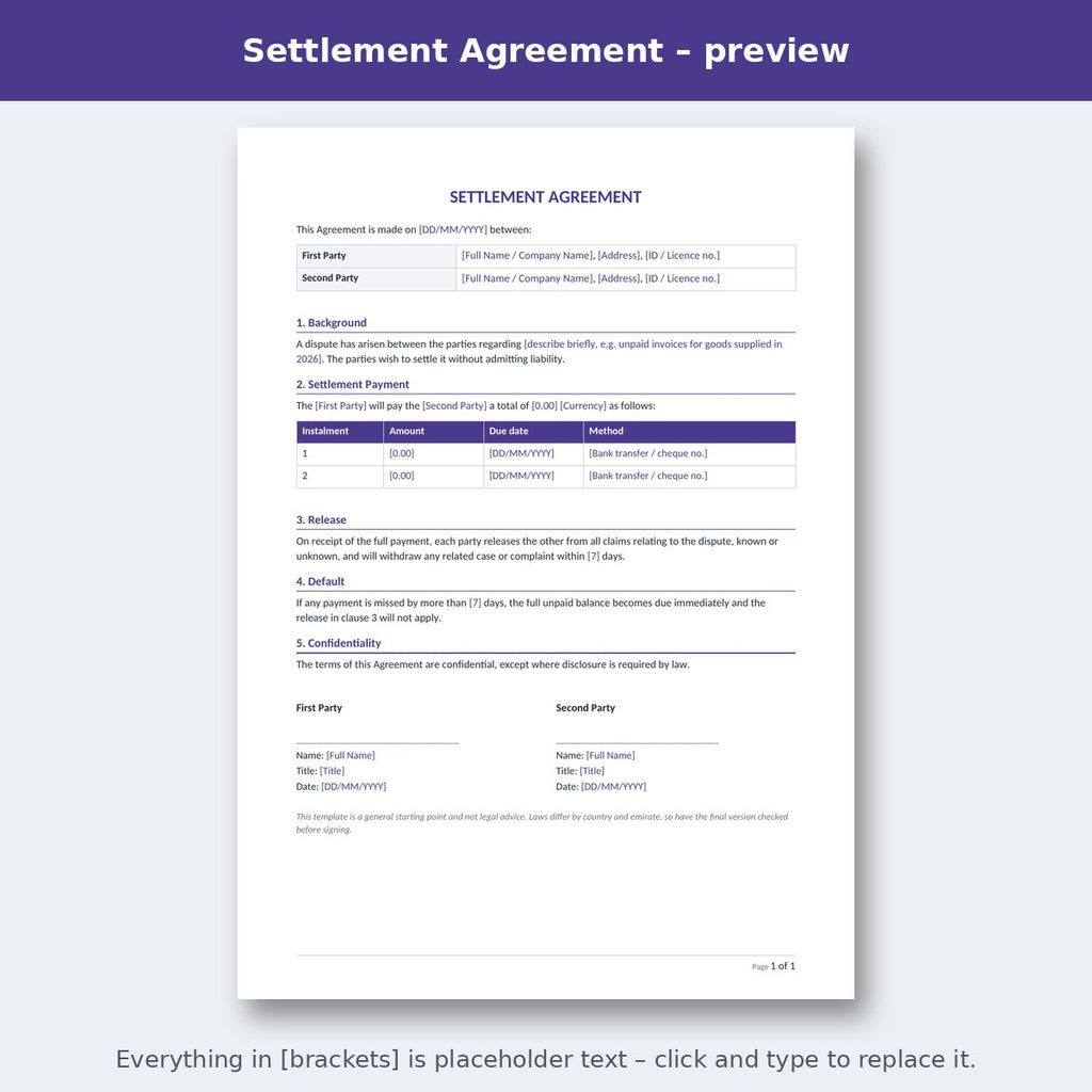 Settlement Agreement – preview