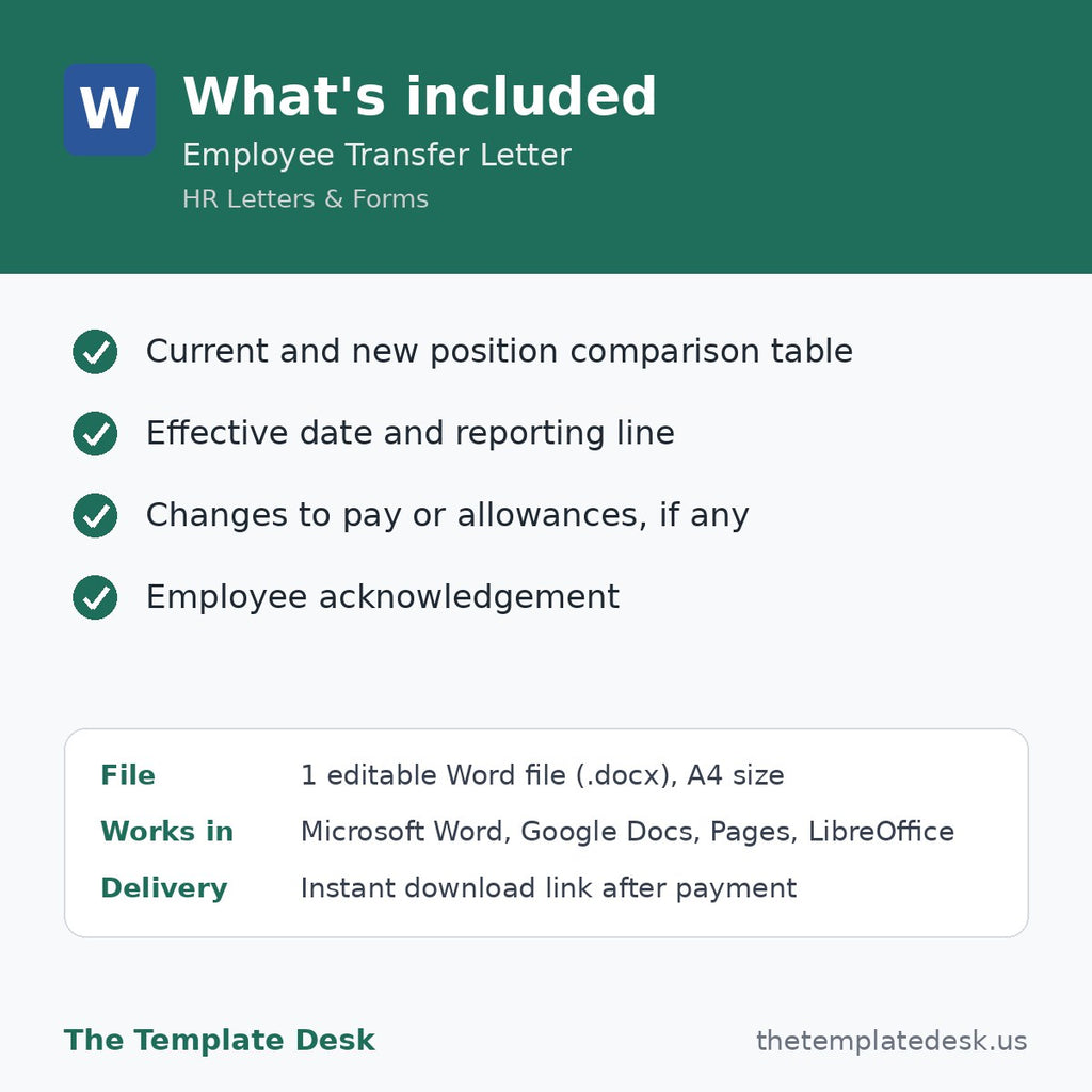 Employee Transfer Letter – what's included