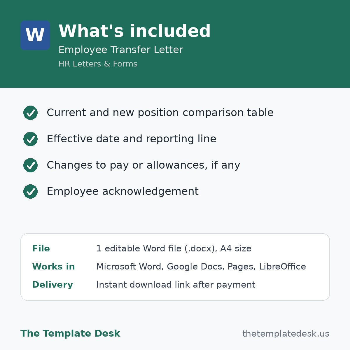 Employee Transfer Letter – what's included