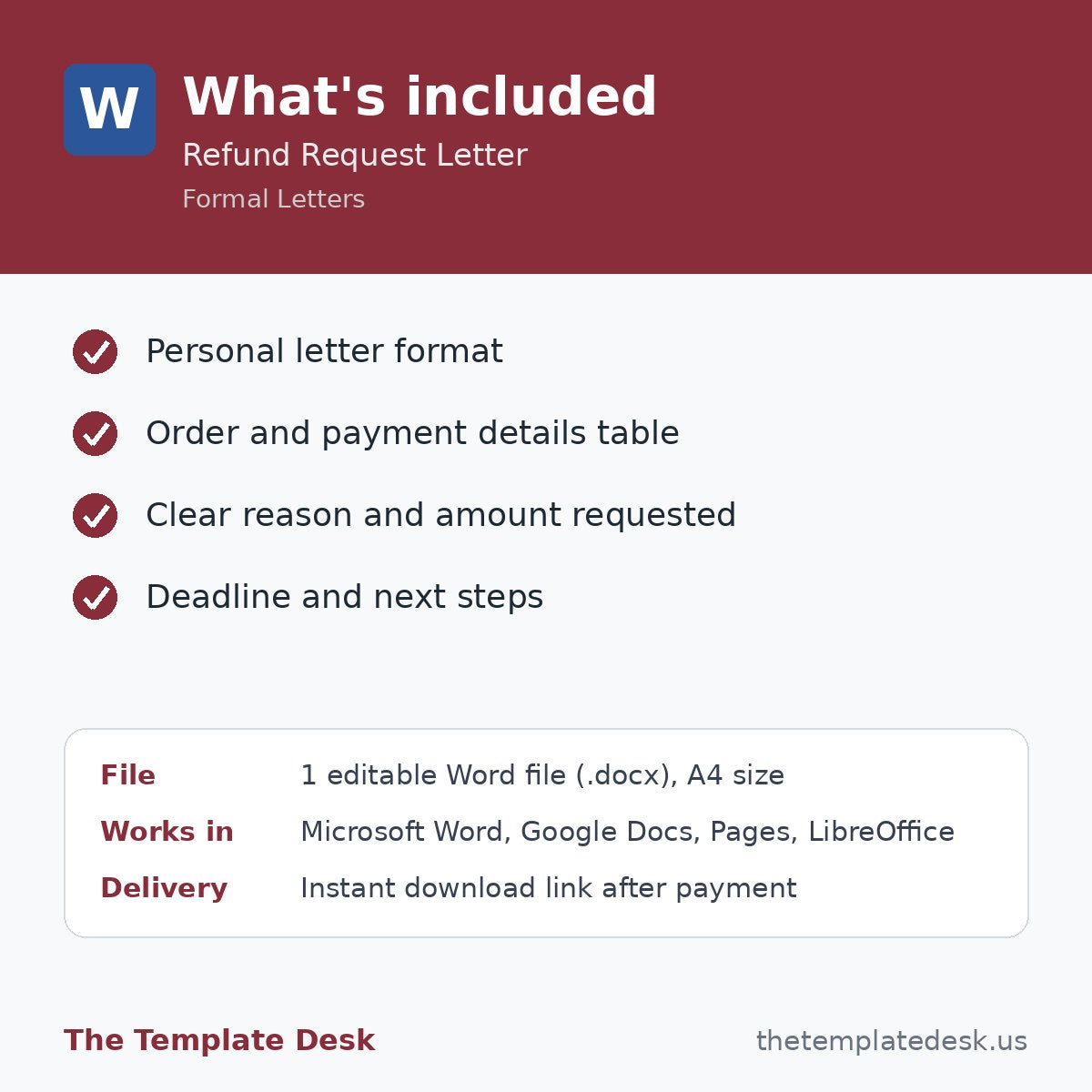 Refund Request Letter – what's included