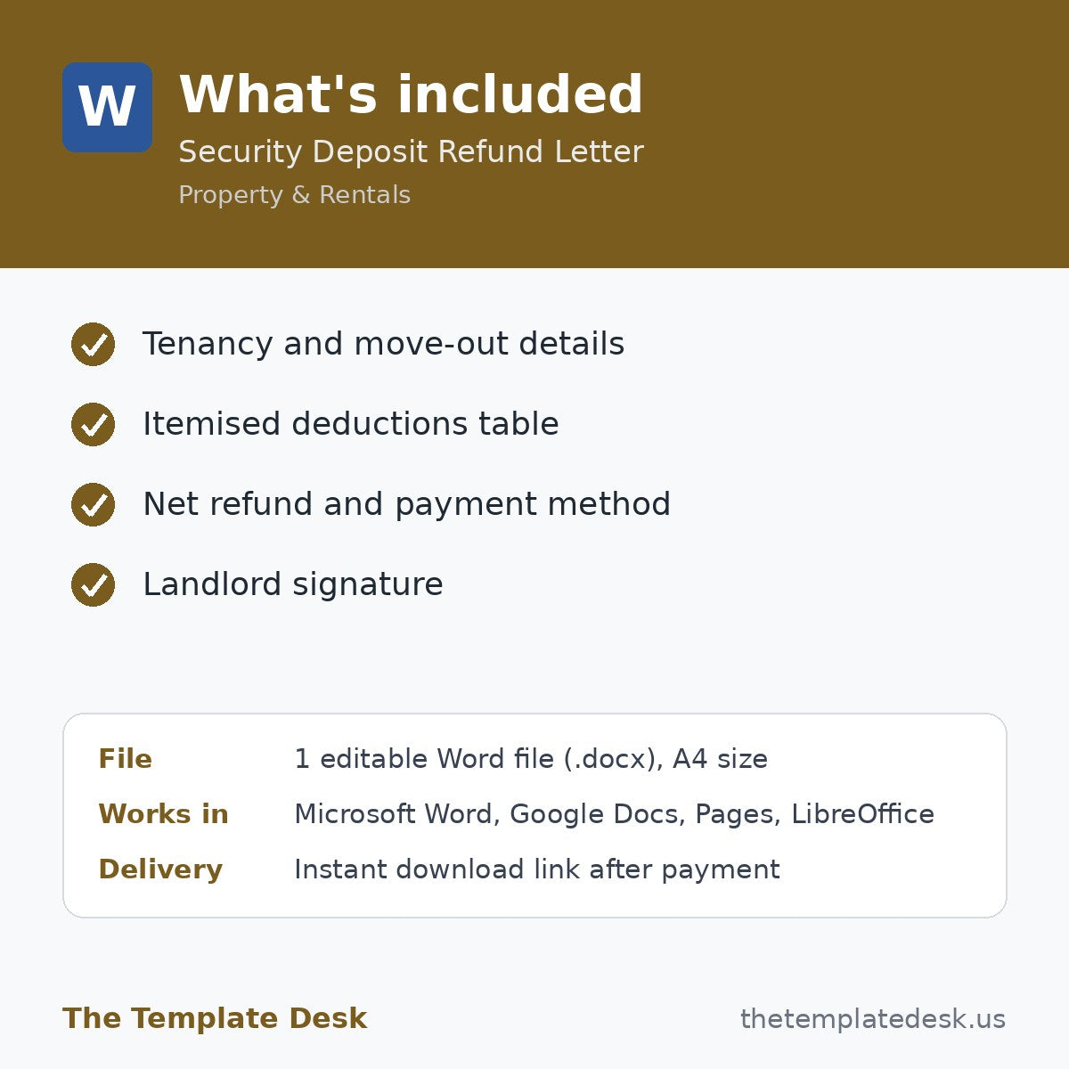 Security Deposit Refund Letter – what's included