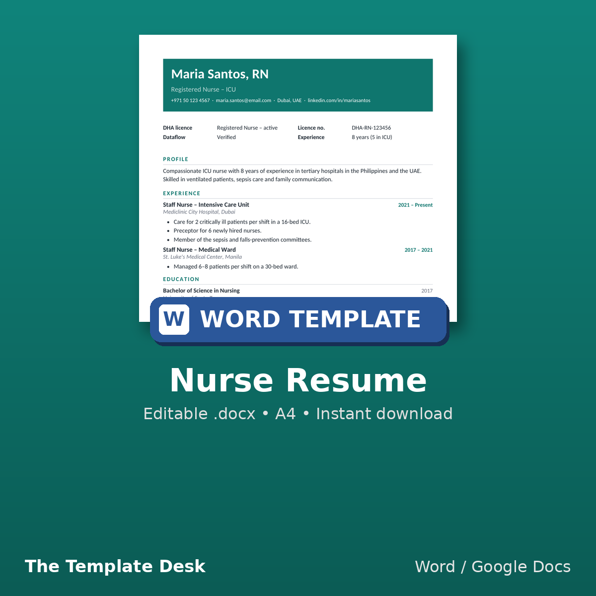 Nurse Resume – cover