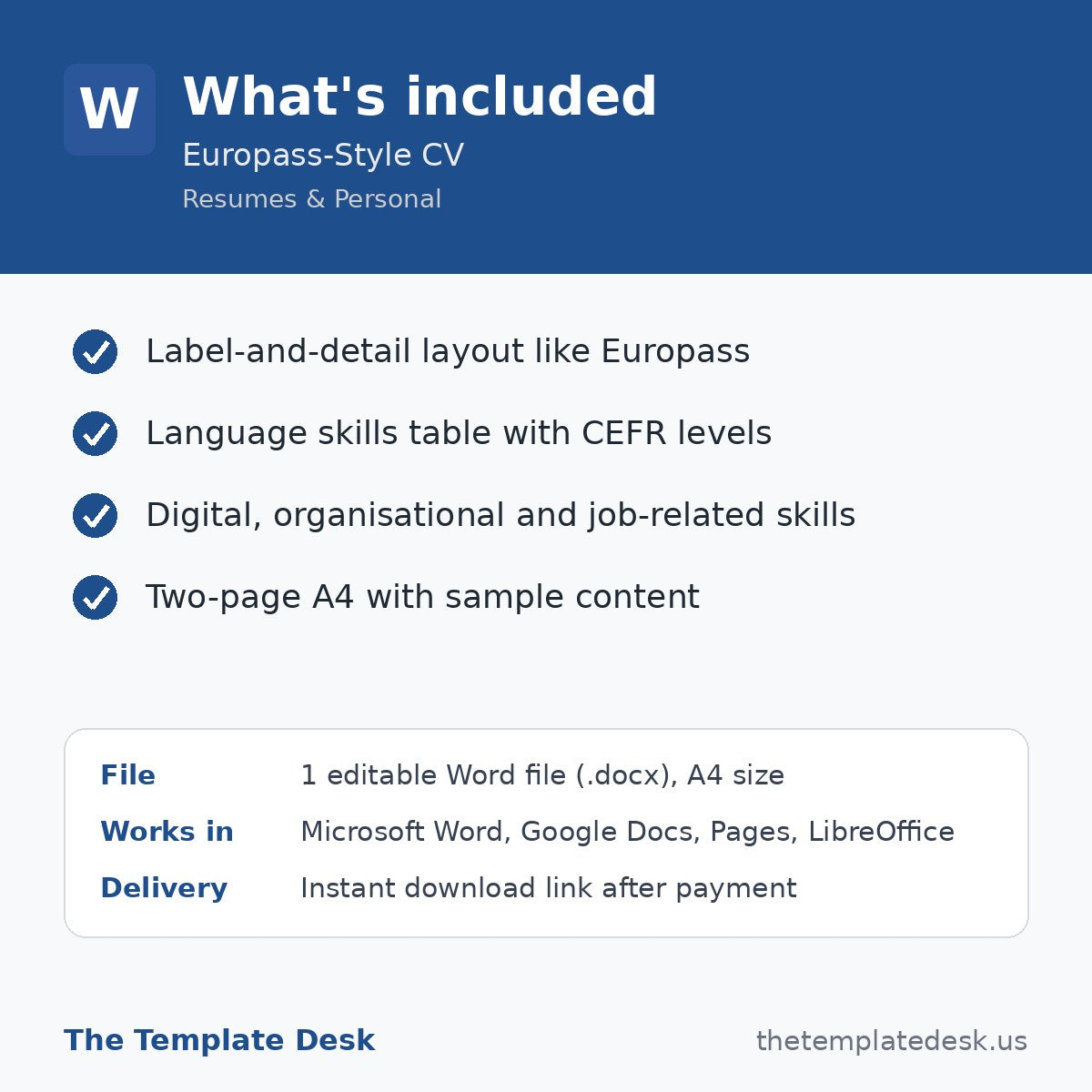 Europass-Style CV – what's included