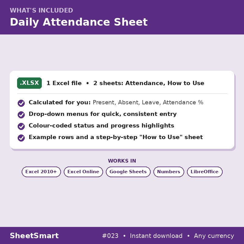 Daily Attendance Sheet – what's included