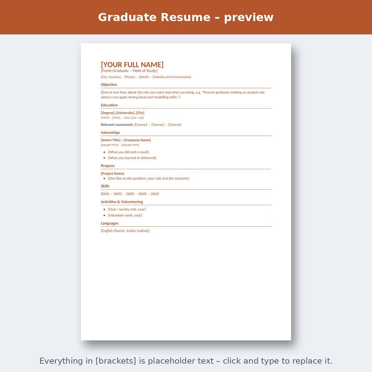 Graduate Resume – preview