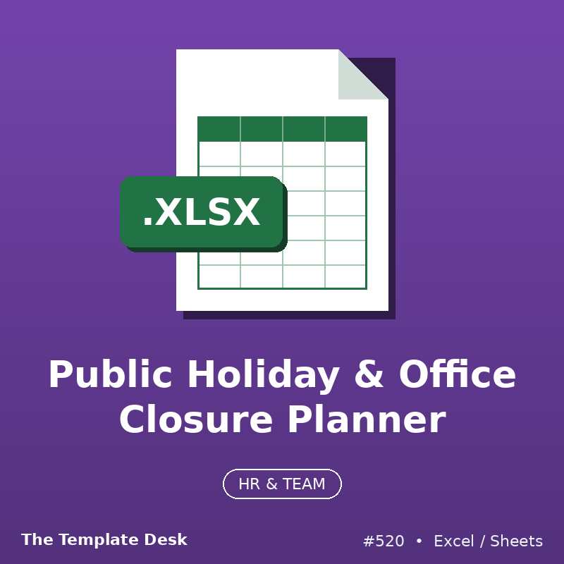Public Holiday & Office Closure Planner – Excel template