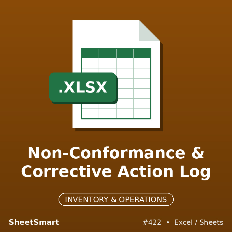 Non-Conformance & Corrective Action Log – Excel template