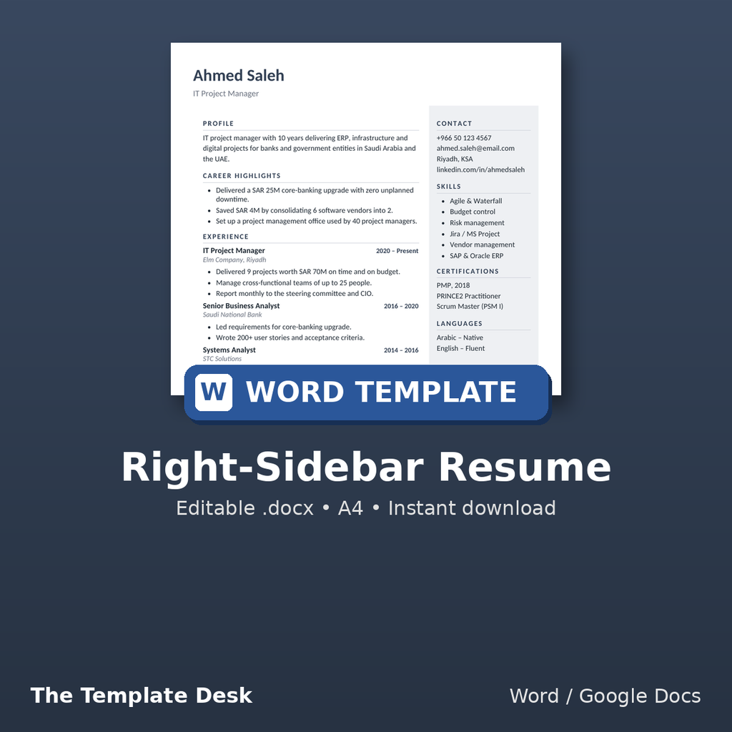 Right-Sidebar Resume – cover