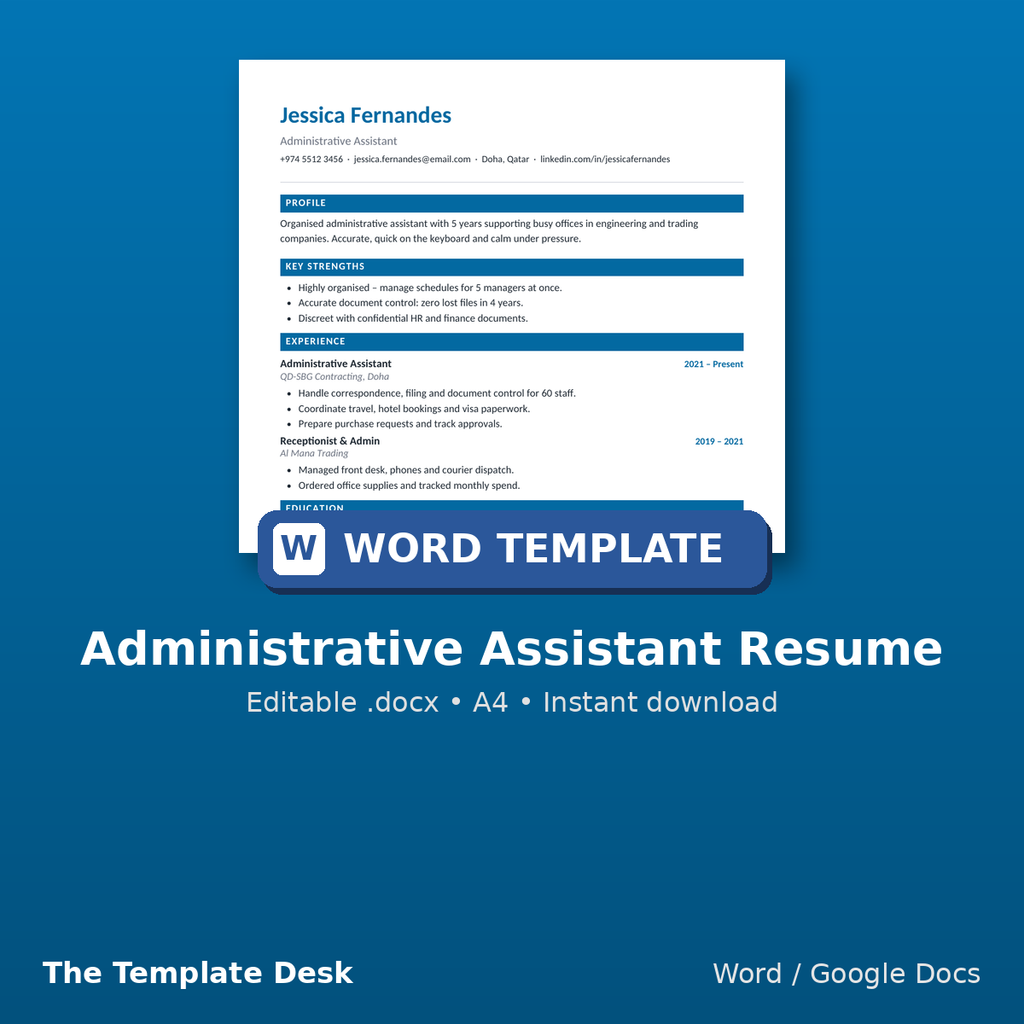 Administrative Assistant Resume – cover