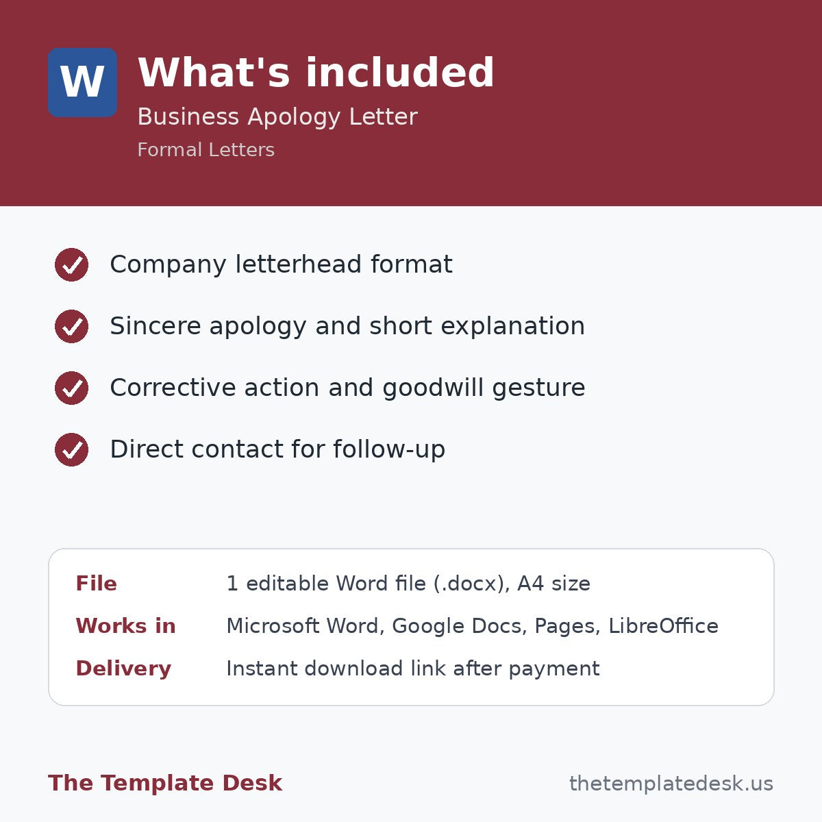 Business Apology Letter – what's included