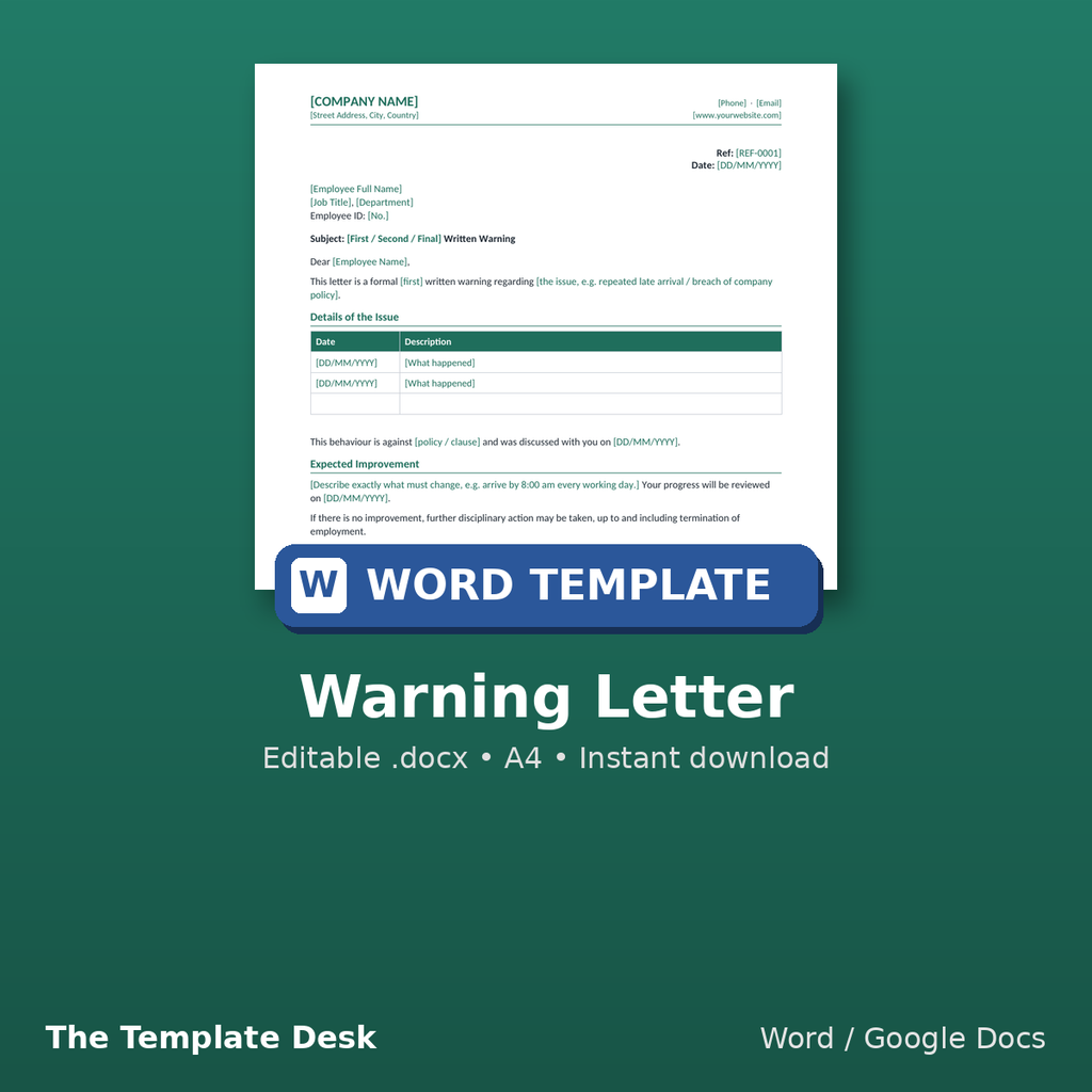 Warning Letter – cover